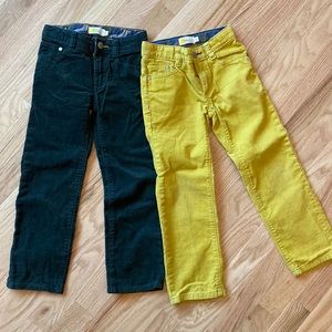 Mini Boden corduroy pants Size 5- mustard yellow and blue/grey